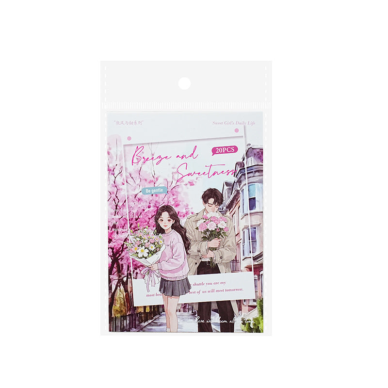 PET Character Stickers – Cartoon Girl Landscape, 20 Pcs - ViktaShop