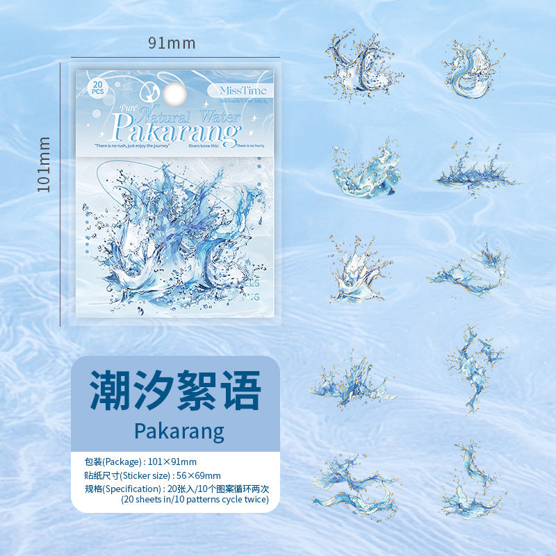 Natural Water Series PET Stickers - 20 Pcs - ViktaShop