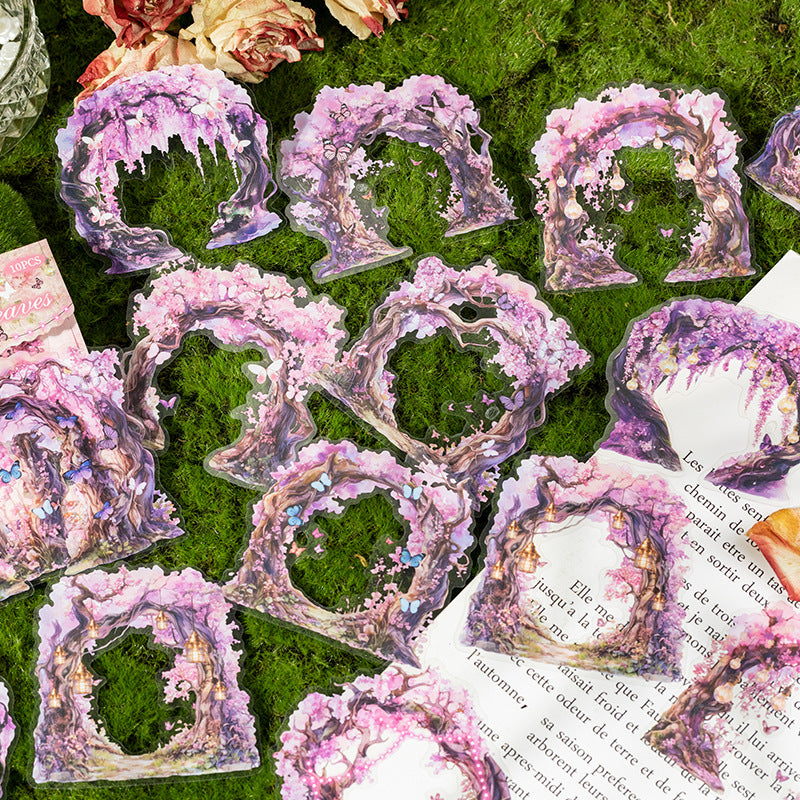 Leaf of the Court Series Plant & Bridge Collage PET Stickers, 4 Options - ViktaShop