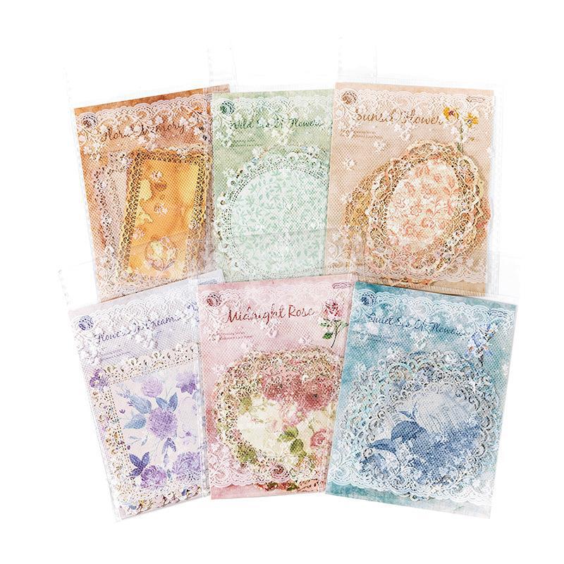 Lace Retro Art Floral Base Material Paper Notes, 10 Pcs - ViktaShop