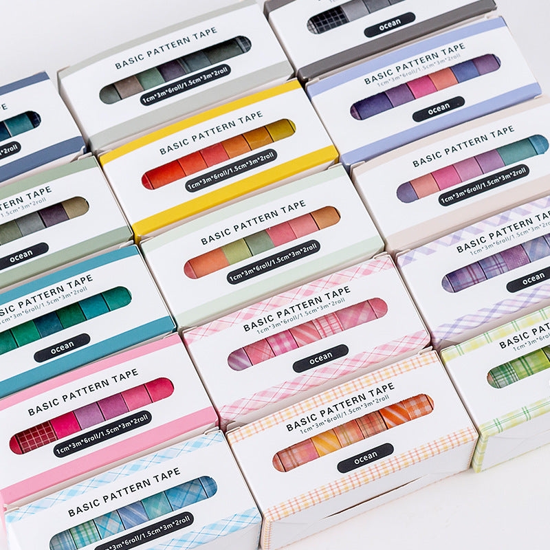 15-Piece Basic Tape Box - Retro Mesh & Rainbow Styles - ViktaShop