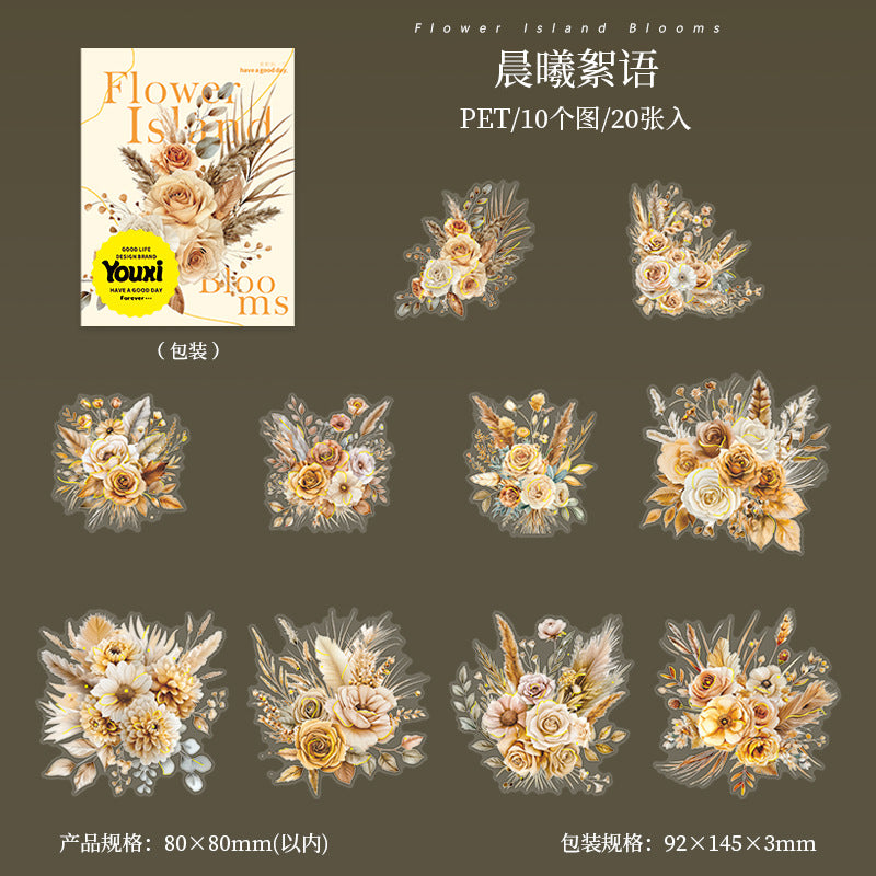 Blooming Series Stickers - Flower Theme, 20 Pcs - ViktaShop