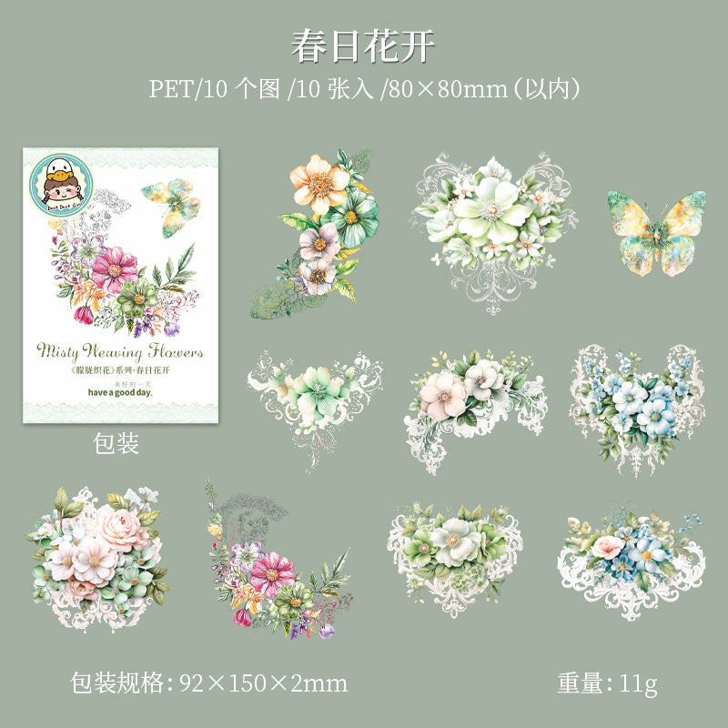 Hazy Weaving Flower Series PET Sticker, 10 Pcs - ViktaShop