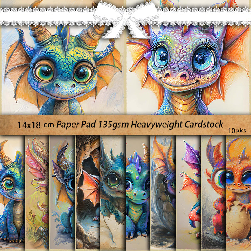 Retro Animal Pattern Scrapbooking Base Paper - Vintage Style, 10 Sheets - ViktaShop