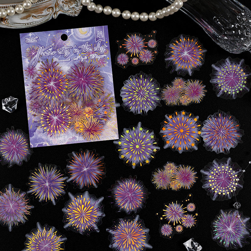 Fluorescent Night Language Stickers - Fireworks & Stars, 6 Pcs - ViktaShop