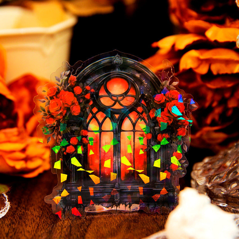 Gorgeous Flower Window Series – Retro Flower Window Theme Stickers, 10 Pcs - ViktaShop