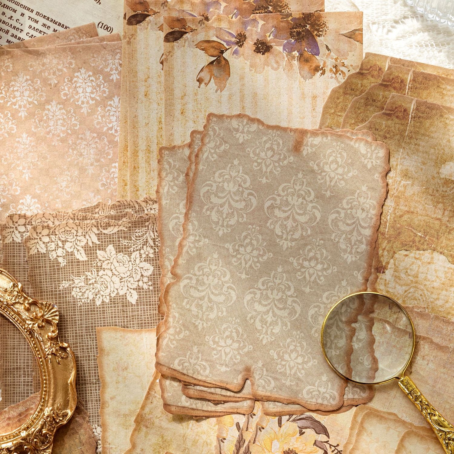 Papel de material vintage – Serie Soft Wind para scrapbooking y diario