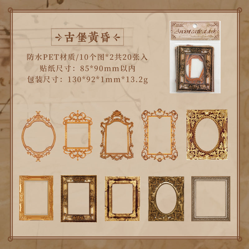 Antique Impression PET Stickers – Retro Frame & Border Design, 6 Options - ViktaShop