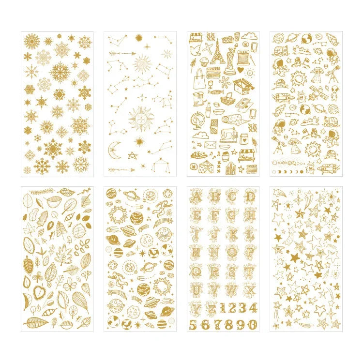 Tichen Gilded Snowflake & Star Stickers - 8 Designs - ViktaShop