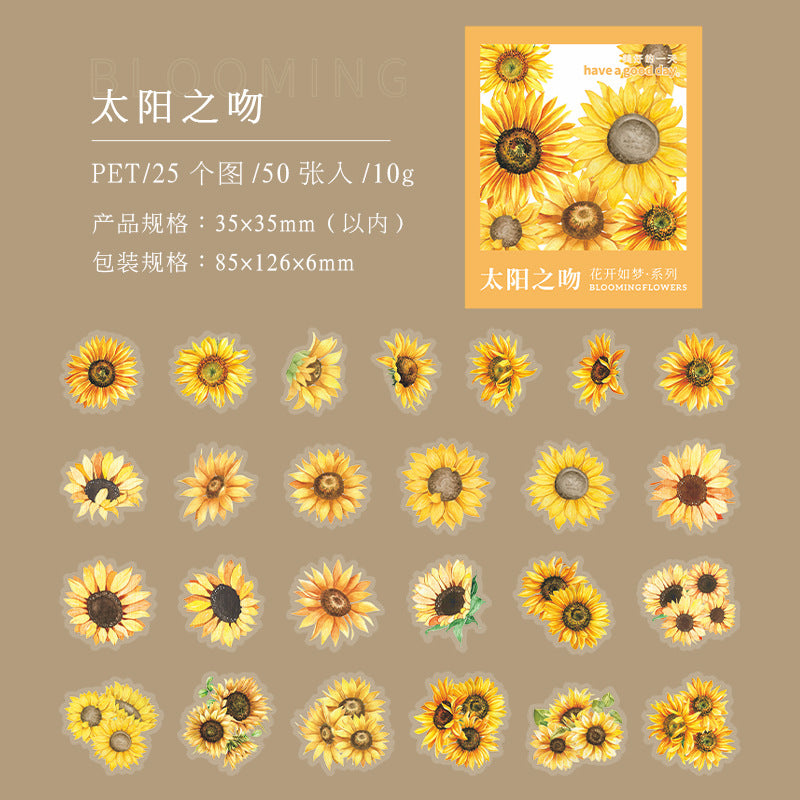 Flowers Bloom Like a Dream Series – PET Stickers, 6 Options - ViktaShop