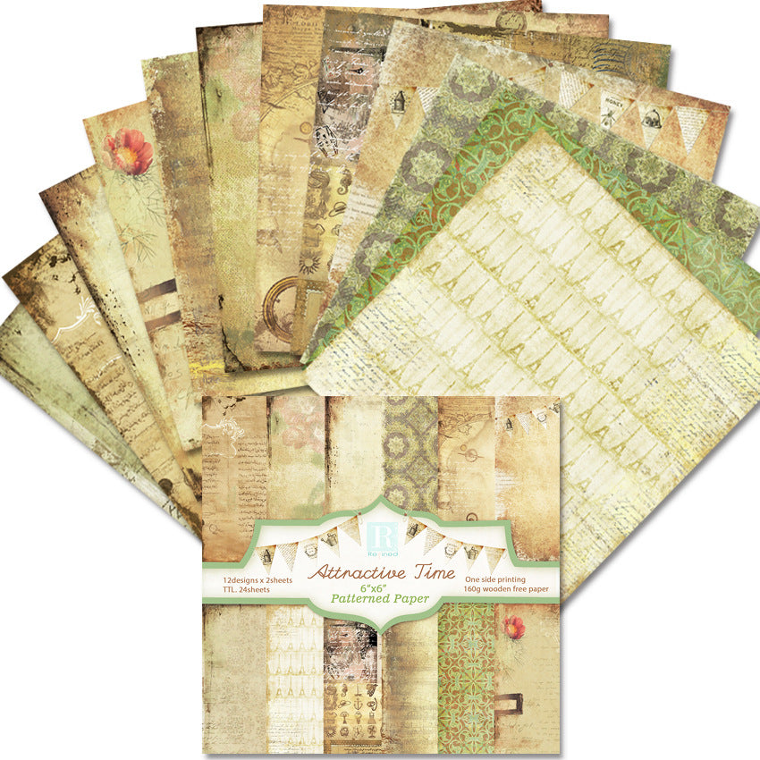 Attractive Time DIY Background Pattern Paper - 24 Sheets - ViktaShop