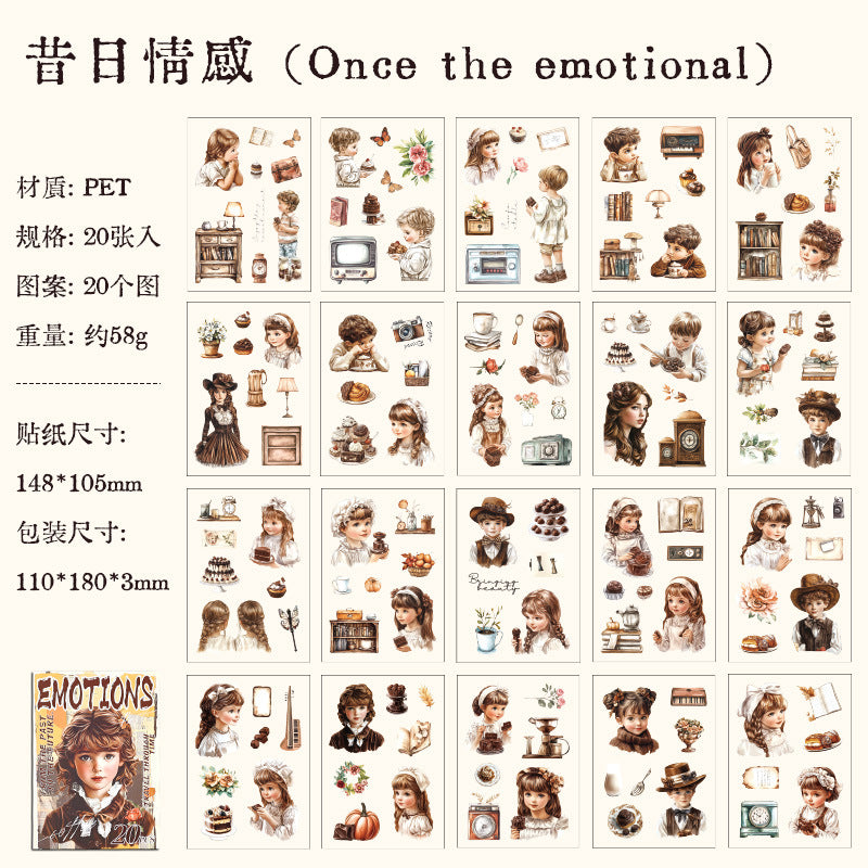 Retro PET Sticker Book - Retrospective Time Series - 20 pcs - ViktaShop