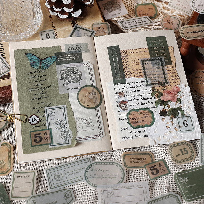 Retro Paper Sticker Pack – Border Label Bill Decoration Stickers, 4 Options - ViktaShop