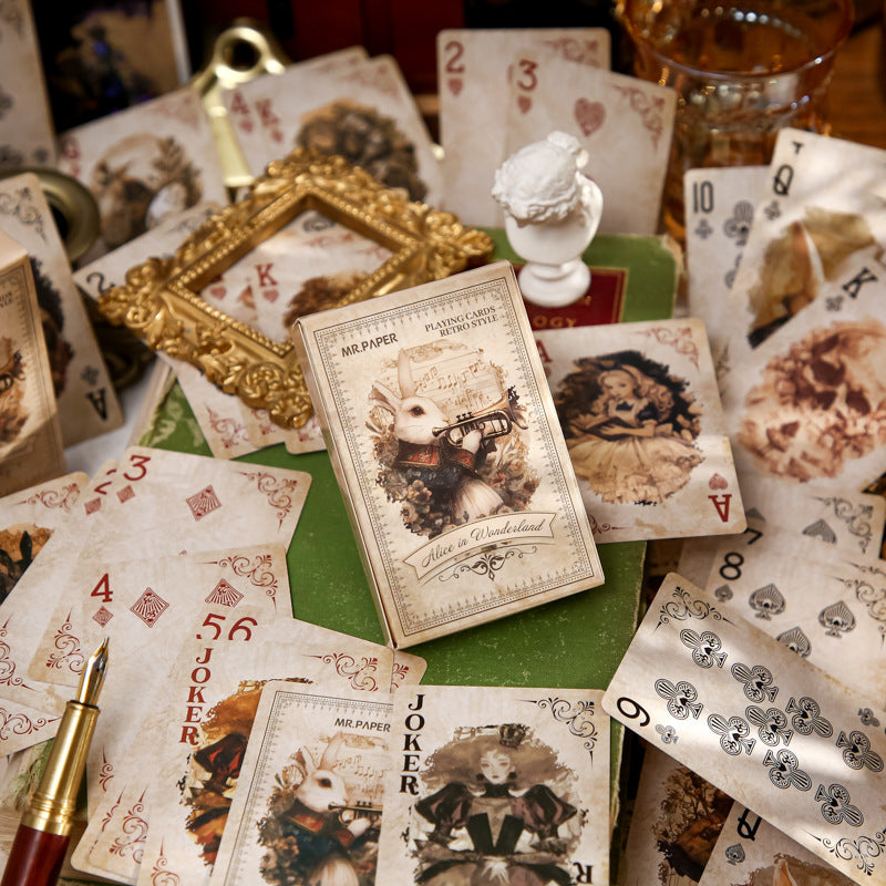 Poker Cards - Retro Alice Series Animal Puzzle Theme, 55 Pcs - ViktaShop