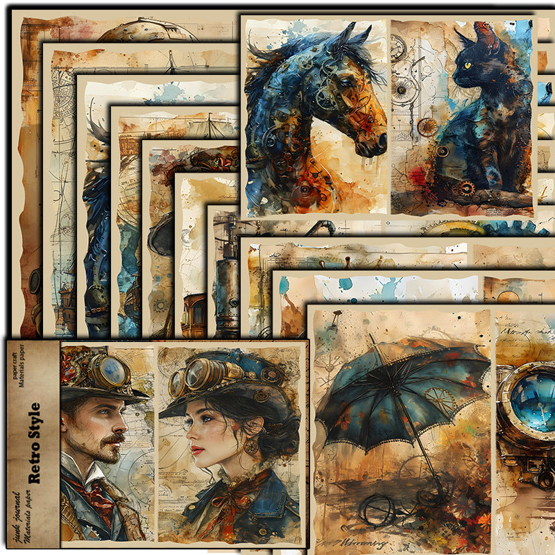 Experimental Instruments Machine Figure Pattern Paper - Singular World Series, 10 Sheets - ViktaShop