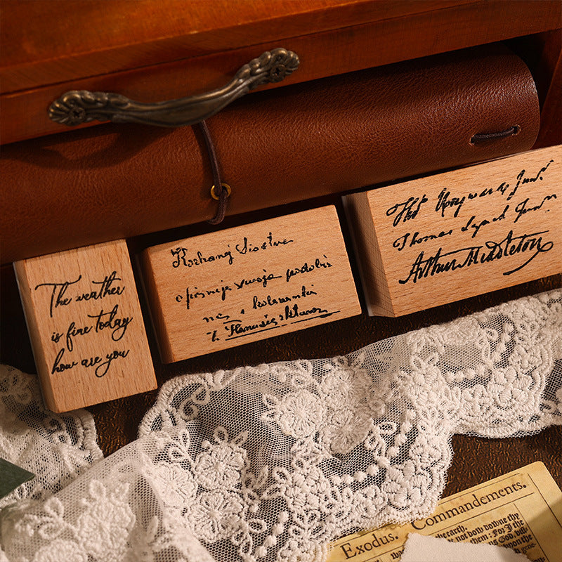 Retro English Letter Wooden Stamp Set - ViktaShop