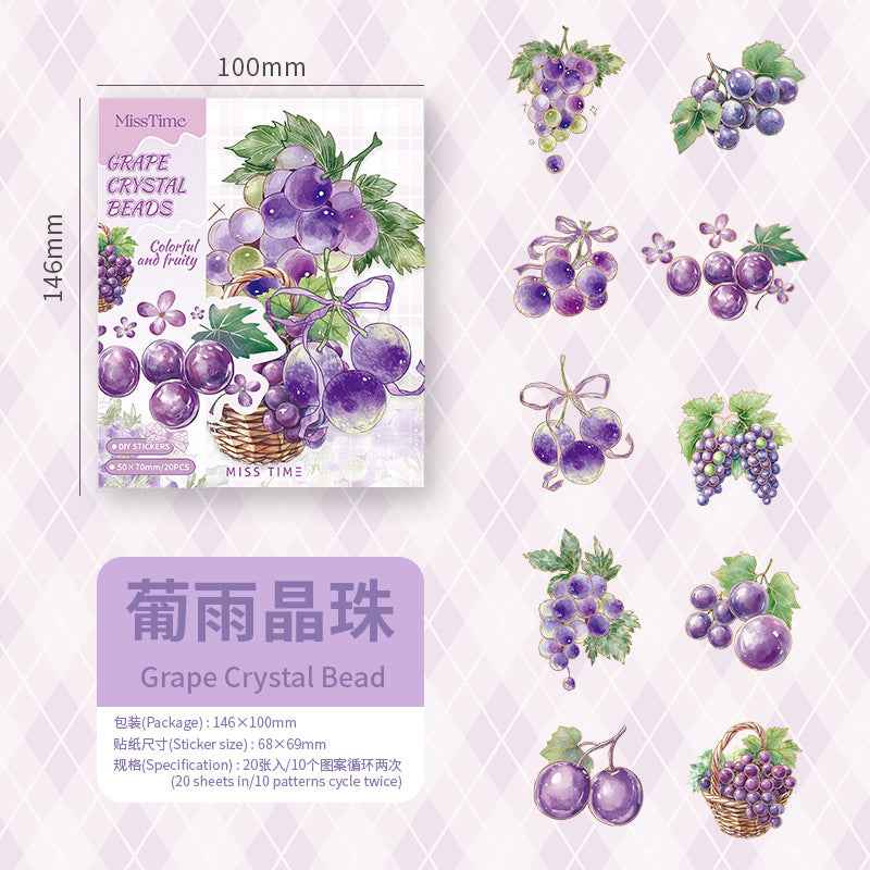 Fruit Series PET Gold Stickers - 20 Pcs