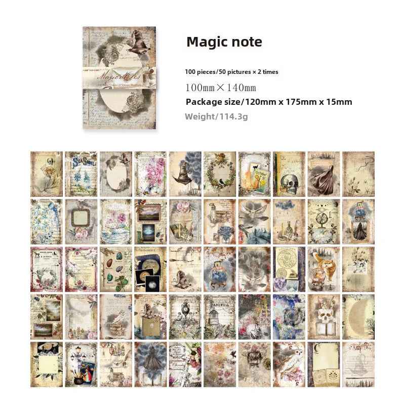 Vintage Material Paper Book of Retro Scrapbooking Paper, 100 Sheets
