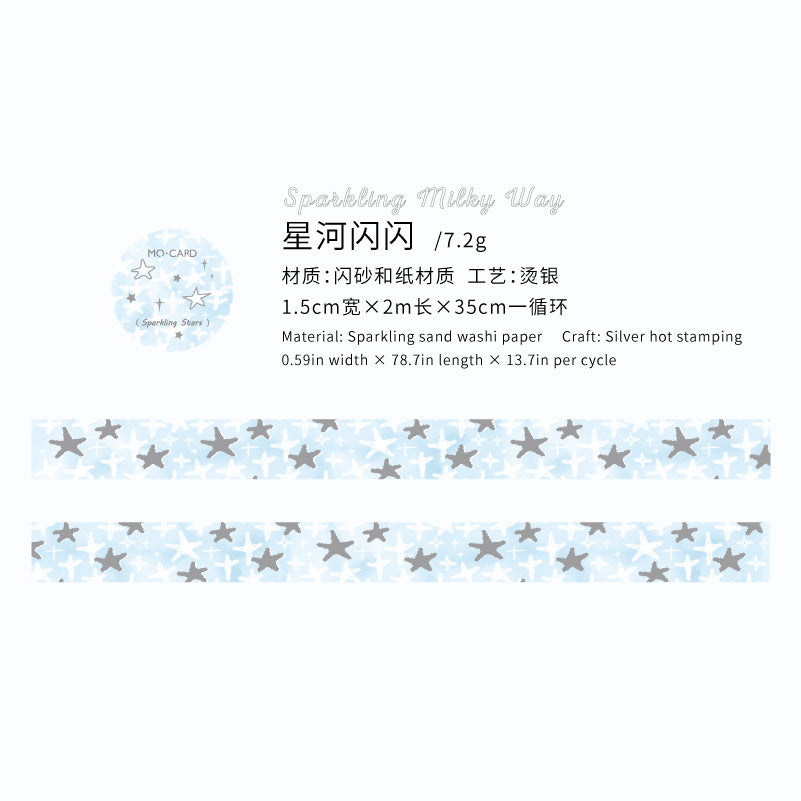Starry Sky Hot Silver Washi Tape, 2m - ViktaShop