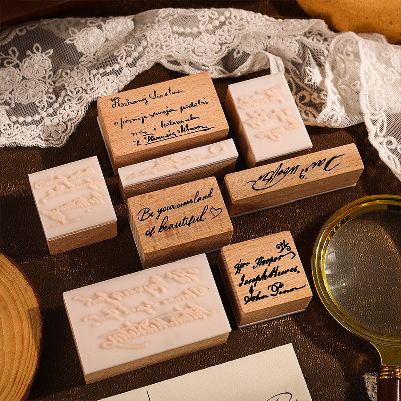 Retro English Letter Wooden Stamp Set - ViktaShop