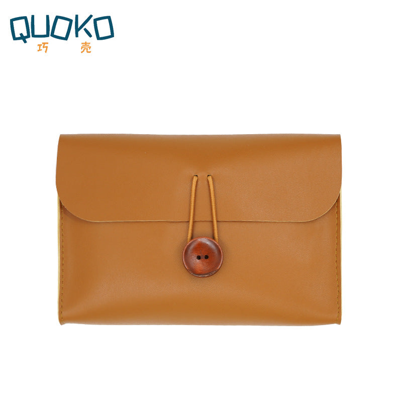 Wooden Button Small Storage Bag – Digital Accessories & Cosmetics - ViktaShop