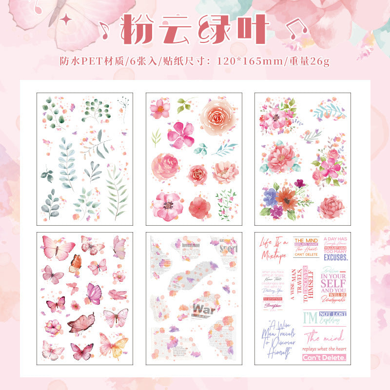 Flower, Butterfly & Green Leaf Cut Film PET Sticker Pack, 6 Options - ViktaShop