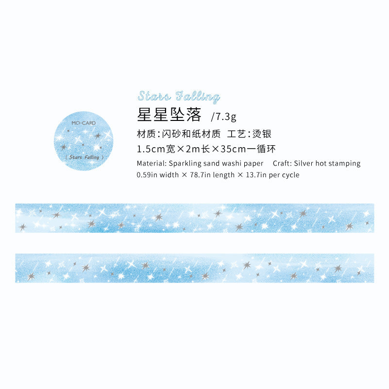 Starry Sky Hot Silver Washi Tape, 2m - ViktaShop