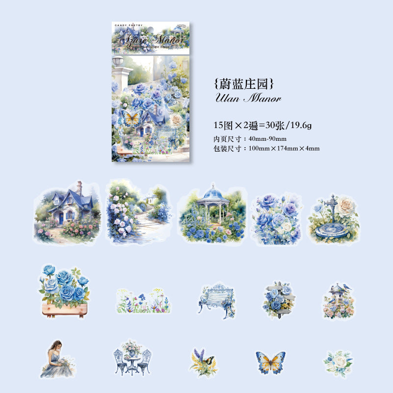 Tangshi Garden Landscape PET Sticker, 30 Pcs - ViktaShop