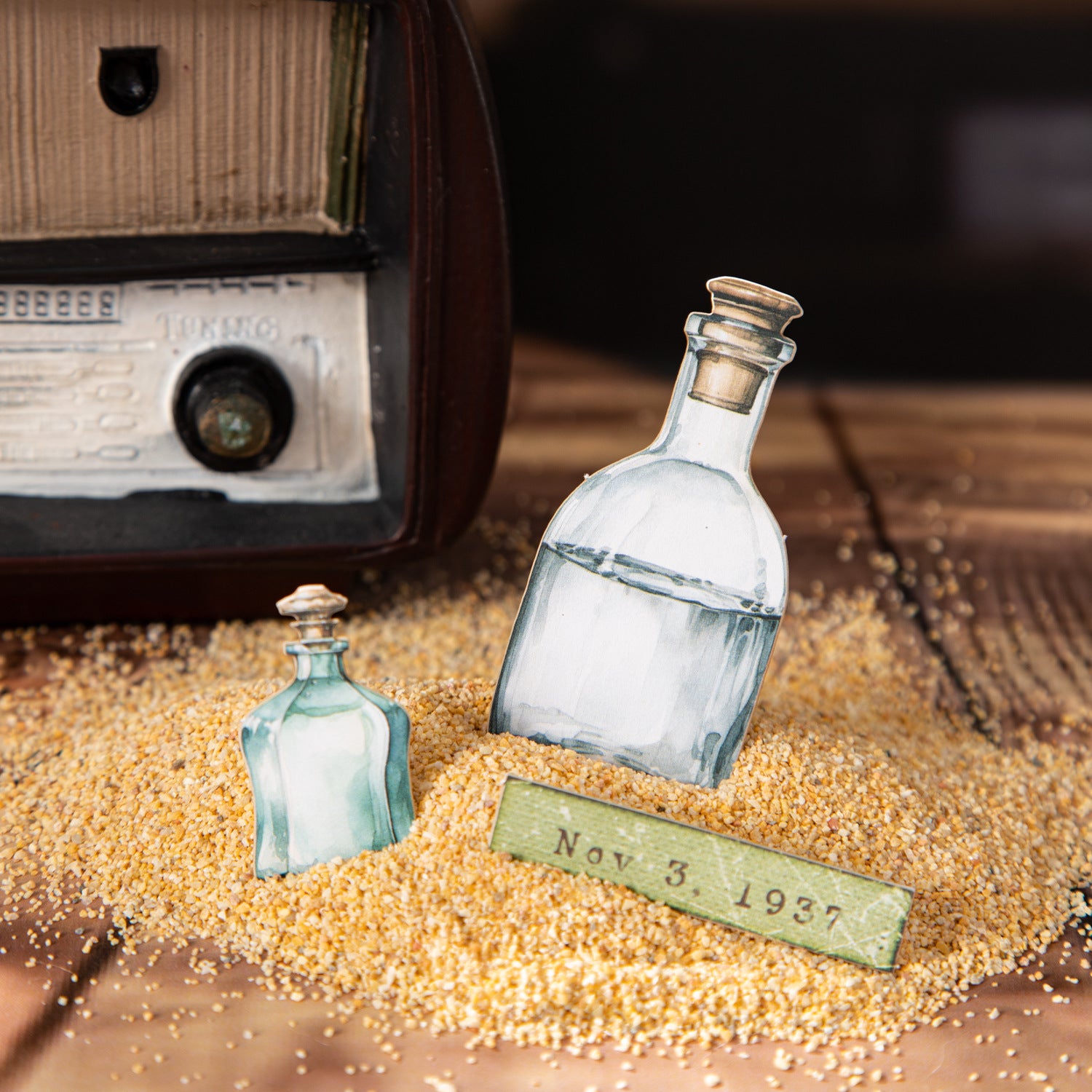 Bottle Language Series Retro Bottle Hard Card Sticker – Pure Bottle, 25 Pcs - ViktaShop