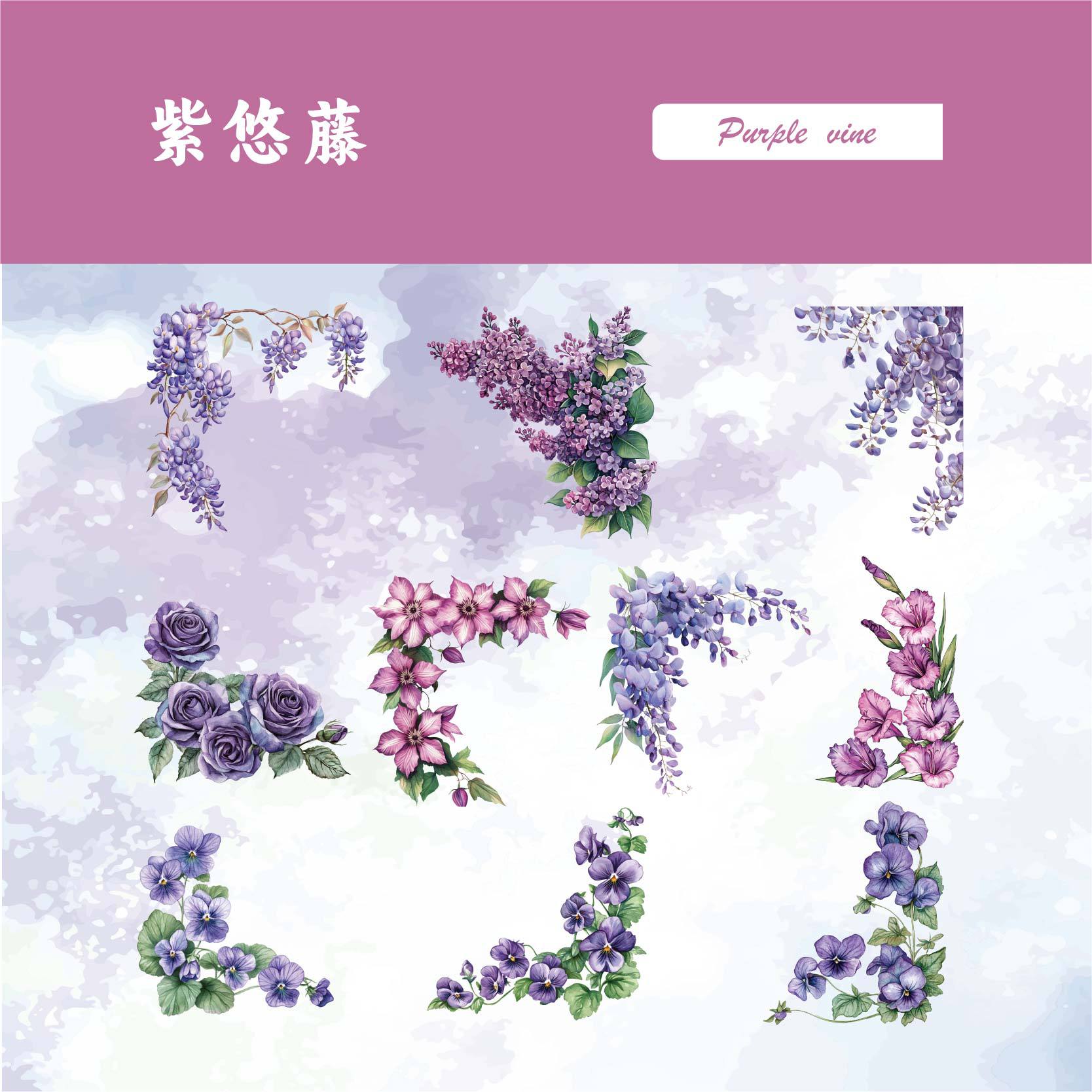 Retro Flower Corner Stickers – DIY Plant Border for Hand Accounts, 6 Options - ViktaShop