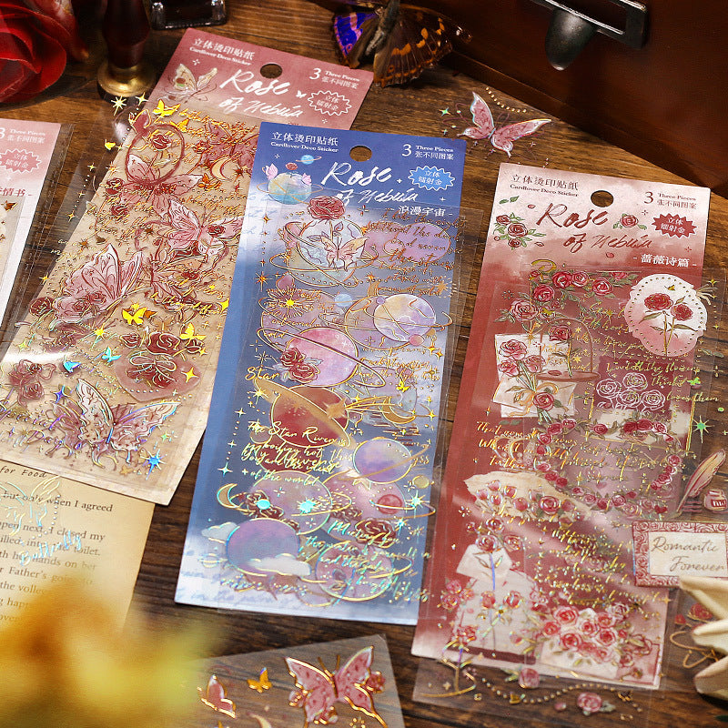 Letter Lover Hot Stamping Stickers – Star River Rose Poem Series, 4 Options - ViktaShop