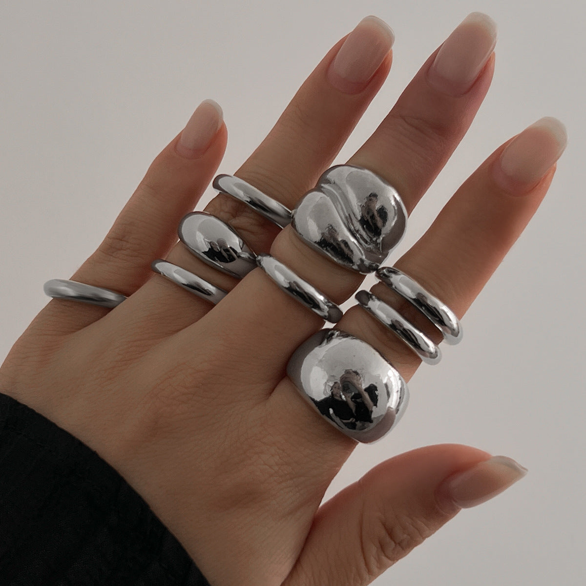 Vintage Minimalist Glossy Chunky Ring, 16 Options - ViktaShop