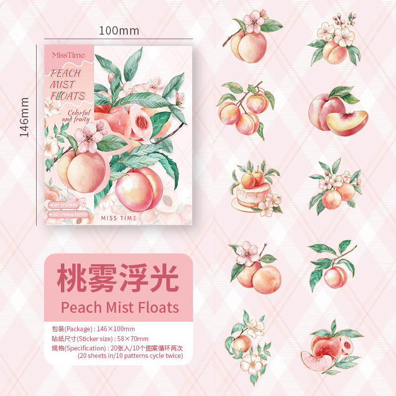 Fruit Series PET Gold Stickers - 20 Pcs - ViktaShop