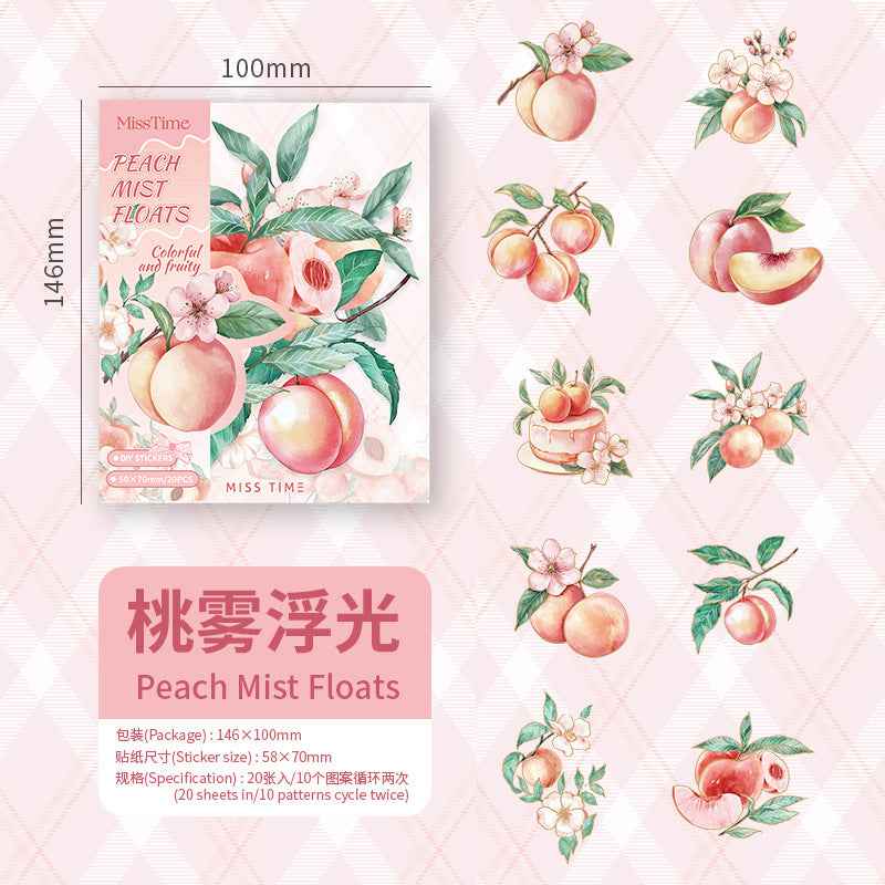 Fruit Series PET Gold Stickers - 20 Pcs
