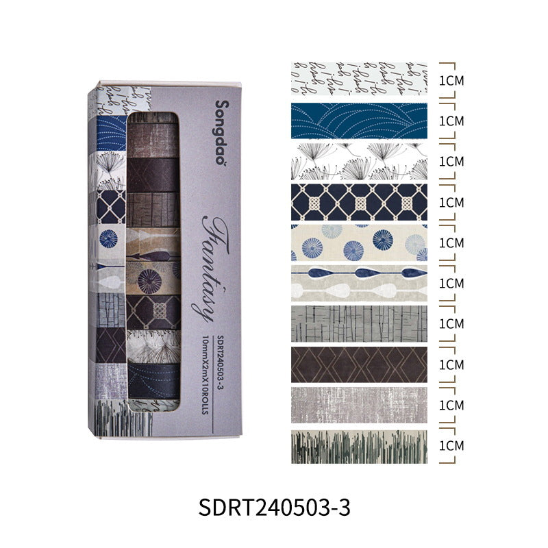 Fantasy Series & Paper Tape Suit, Retro Style, 10 Rolls - ViktaShop