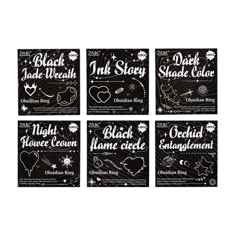 Obsidian Ring PET Sticker - Black & White Transparent DIY Decoration, 6 Options - ViktaShop