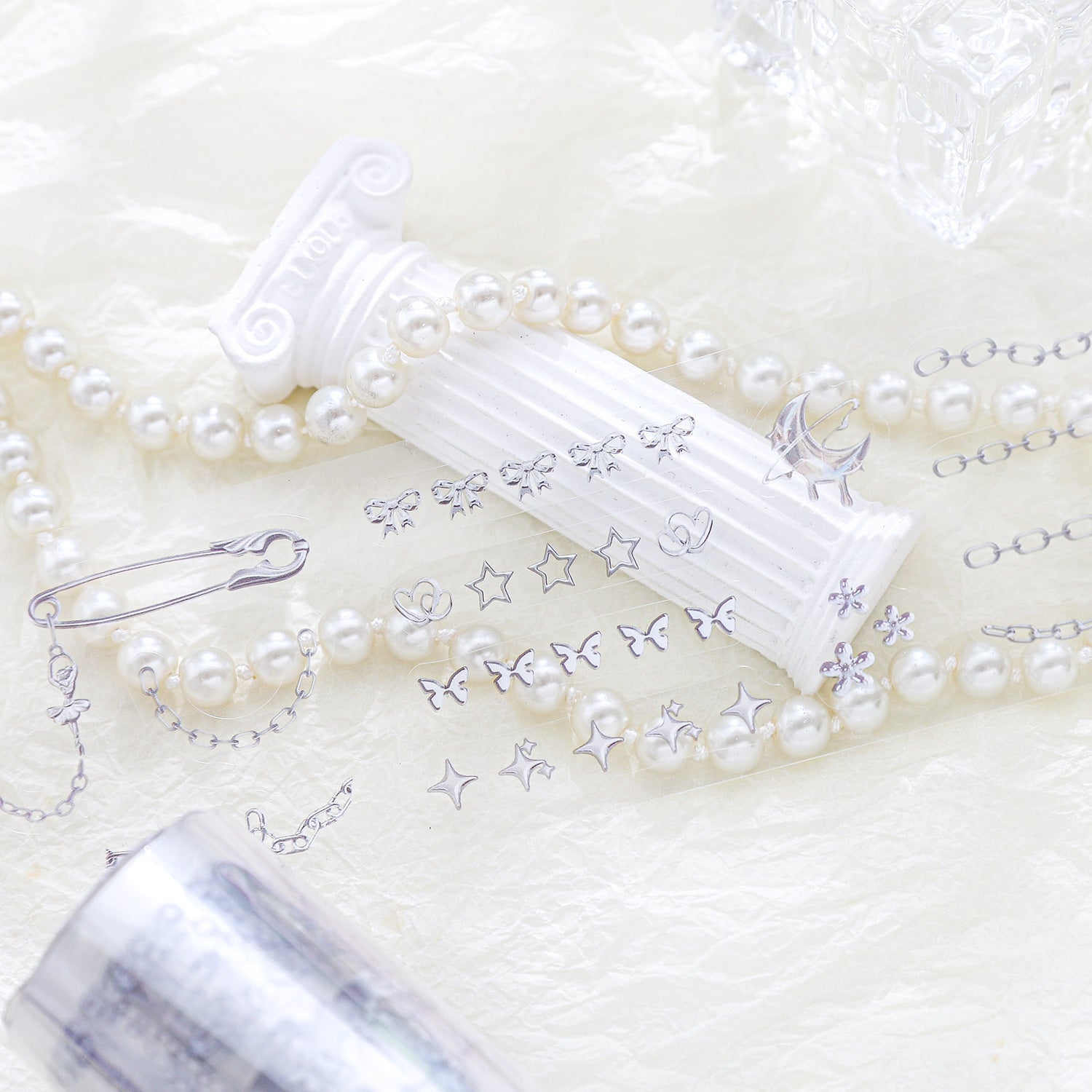 Fragments Daily Series – Border Split Line PET Tape, Retro Bow Design, 2m - ViktaShop