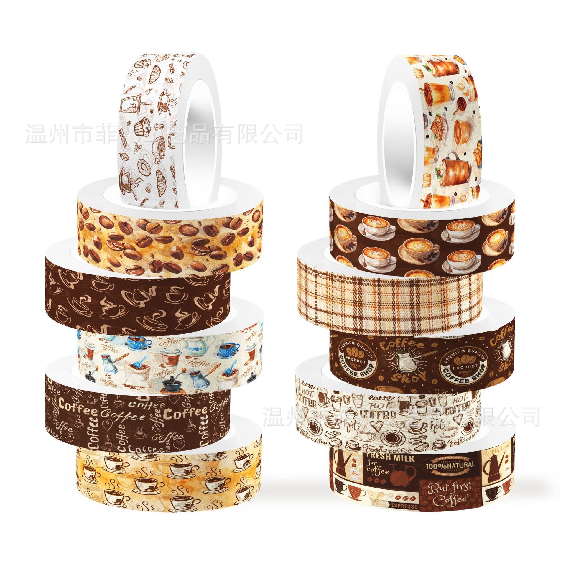 Retro Coffee Washi Tape – Transparent Coffee Bean & Winter Theme Roll - ViktaShop