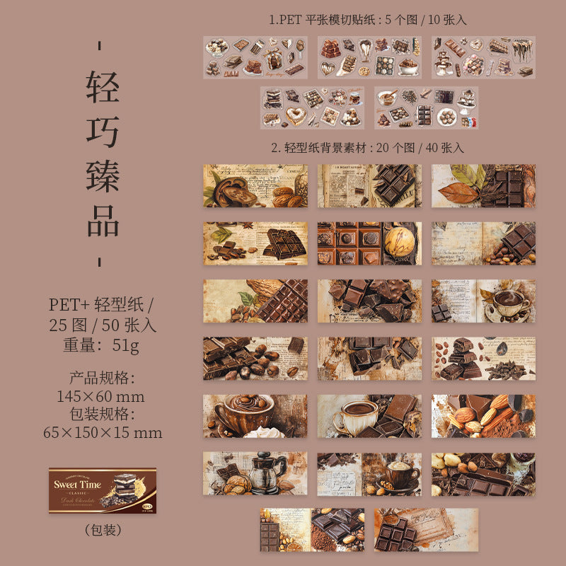 Boxed Double Material Die-Cut – Music Box & Chocolate Theme, 50 Pcs - ViktaShop