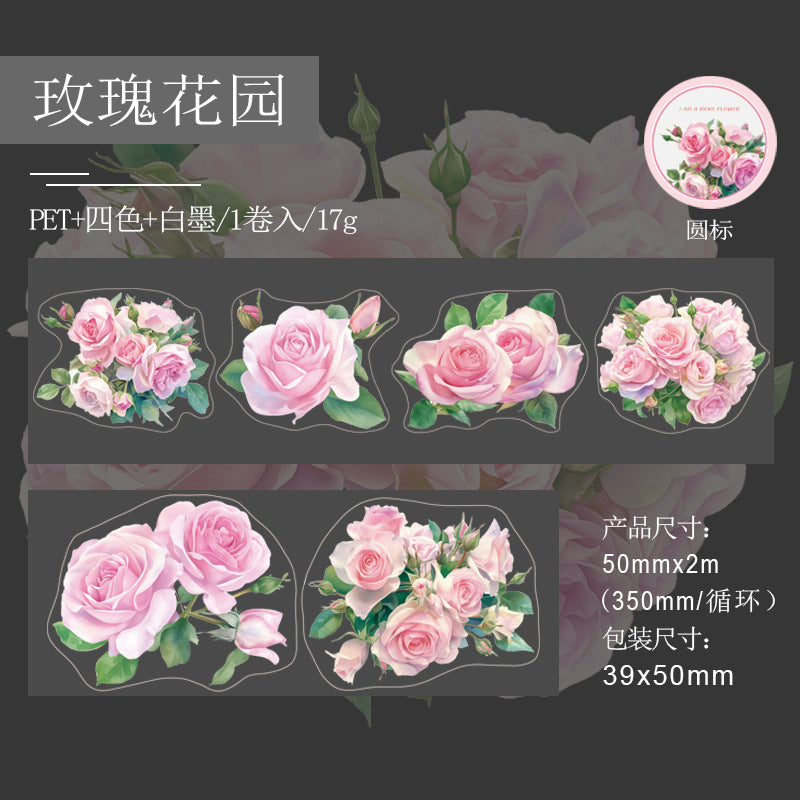 PET Plant Flower Sticker – Material Decoration Collage Tape, 3.5m - ViktaShop