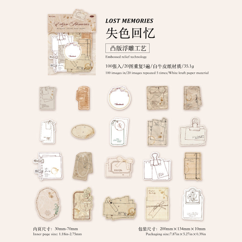 White Kraft Paper Pack – Retro Notebook Decoration, 100 Pcs - ViktaShop