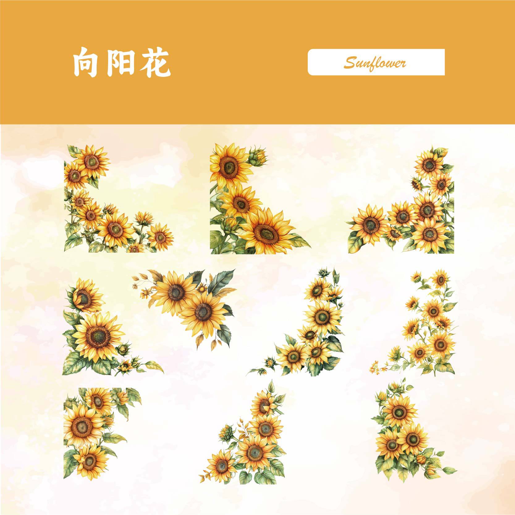 Retro Flower Corner Stickers – DIY Plant Border for Hand Accounts, 6 Options - ViktaShop