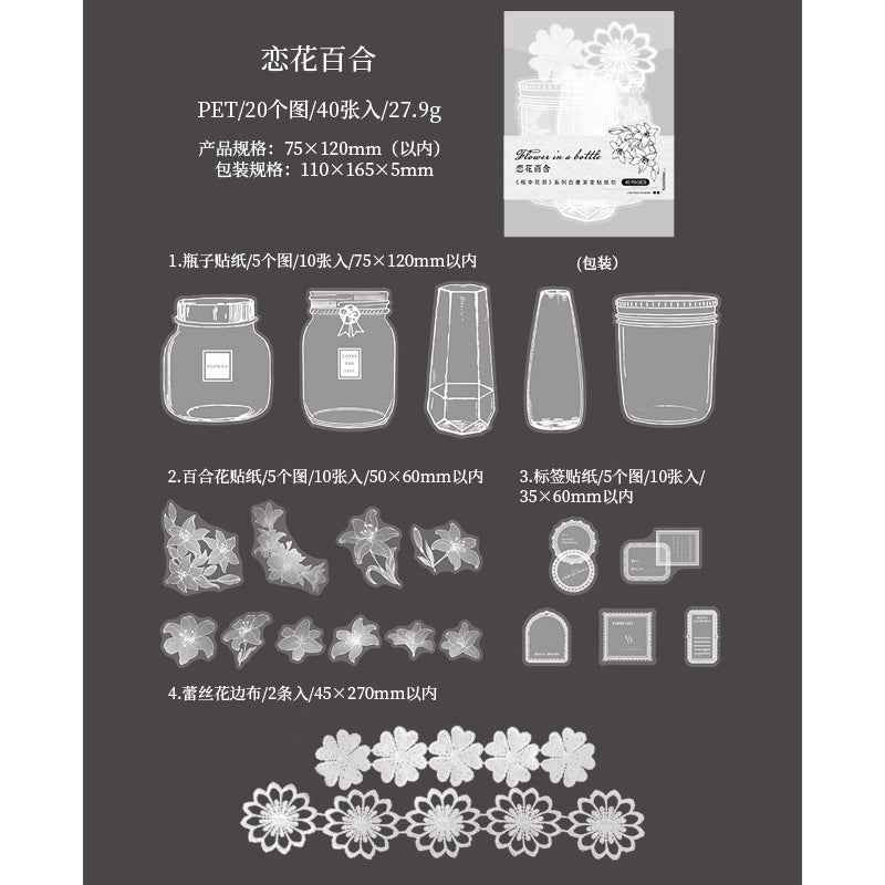 Flower Feather Series PET Stickers