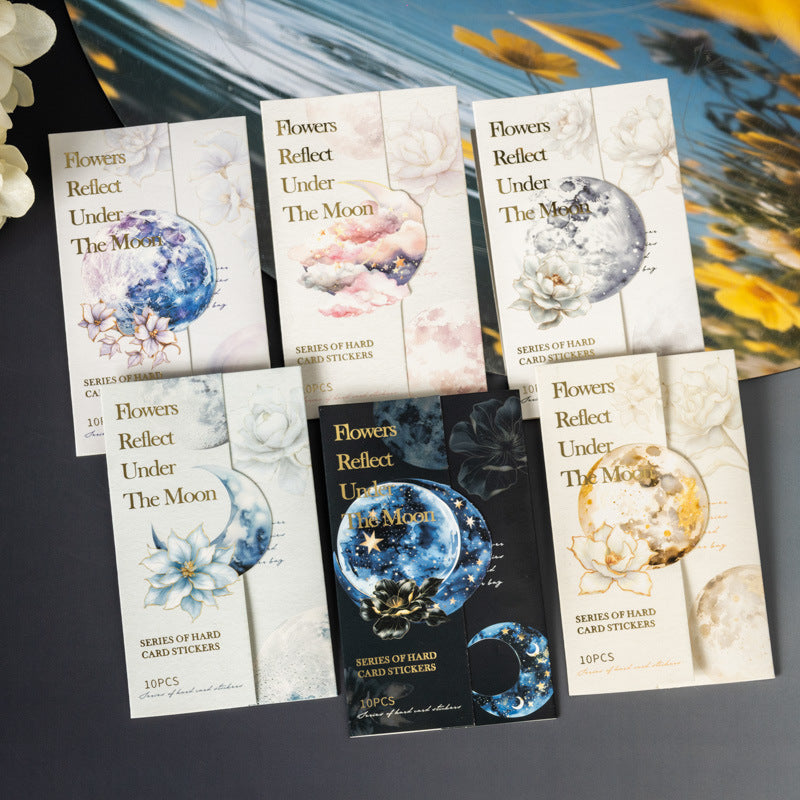 Hard Card Flower Stickers – Moon Flower Series, 6 Options - ViktaShop