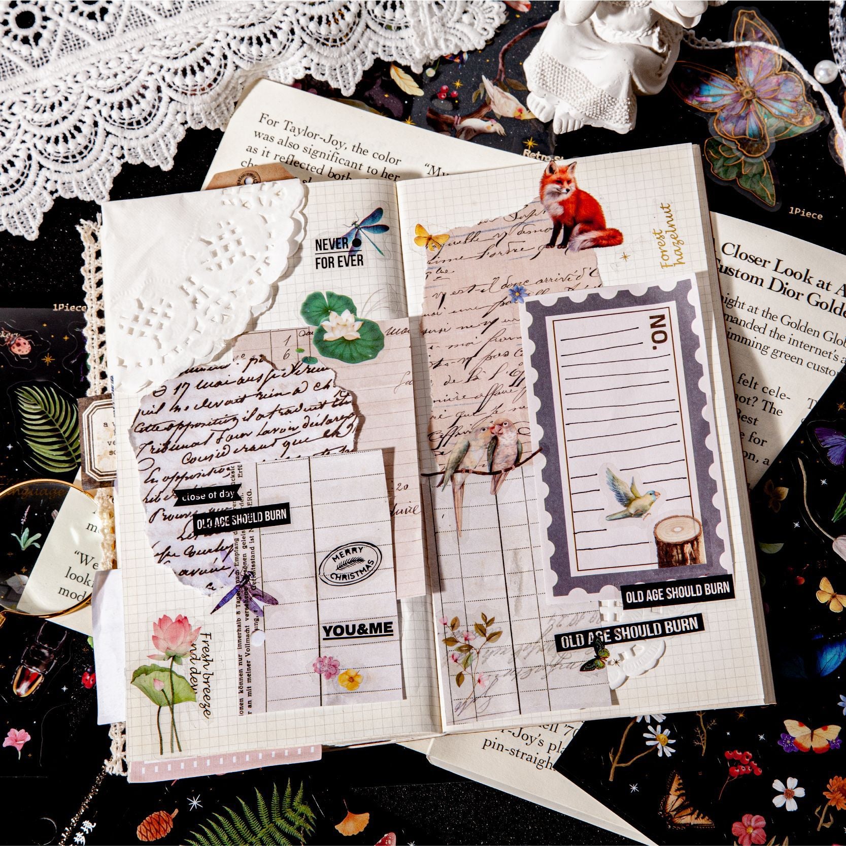 Dark Night Animal Shaped Retro Stickers – Creative PET Stickers, 6 Options - ViktaShop