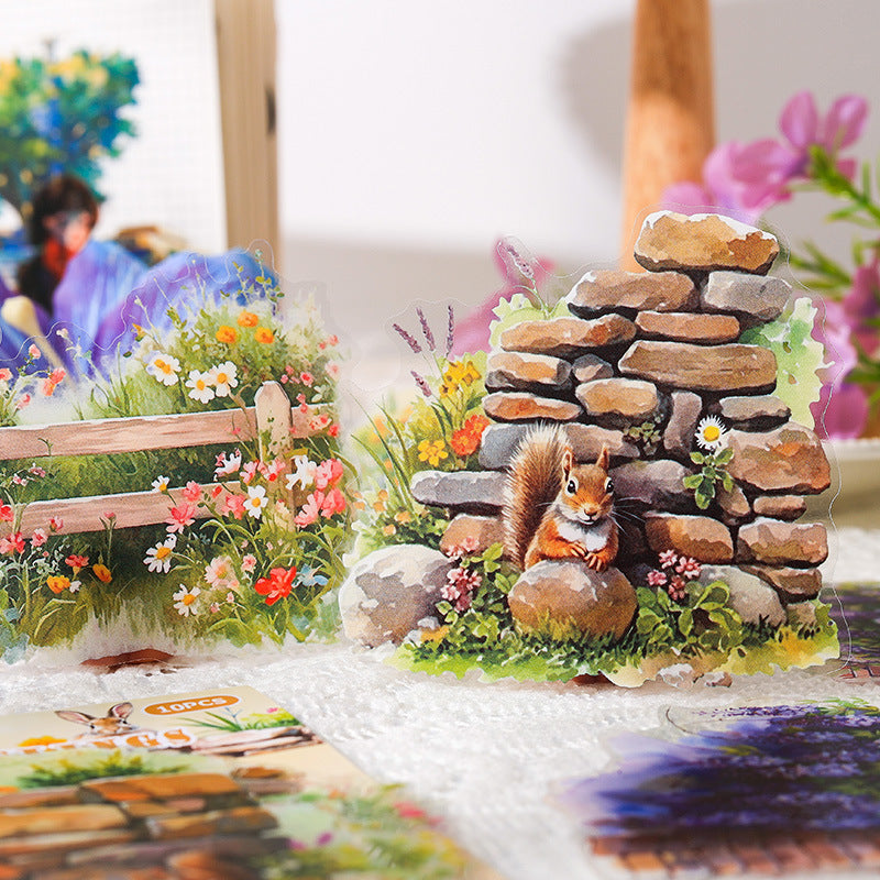 Secret Garden Landscape Stickers – Transparent PET Brick Wall & Flower Wall - ViktaShop