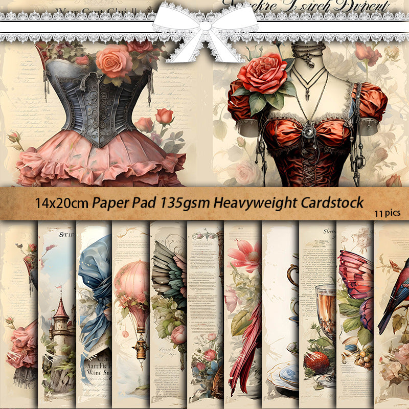 European Castle Carriage Material Paper - Retro Collage Series, 11 Sheets - ViktaShop