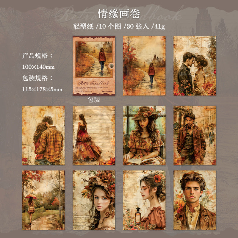 Junk Journal Paper - Retro Manual Series, 30 Pcs - ViktaShop