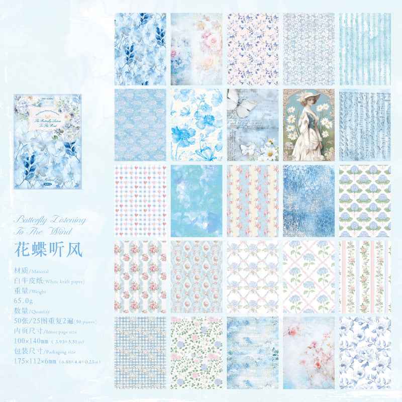 Cool Breeze Flower Series Craft Paper Material - 50 pcs