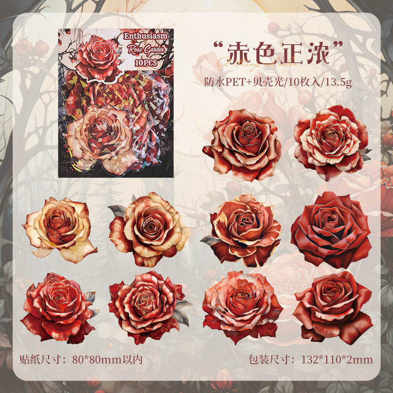 Dark Night Rose PET Stickers - Laser Shell Light Design - ViktaShop
